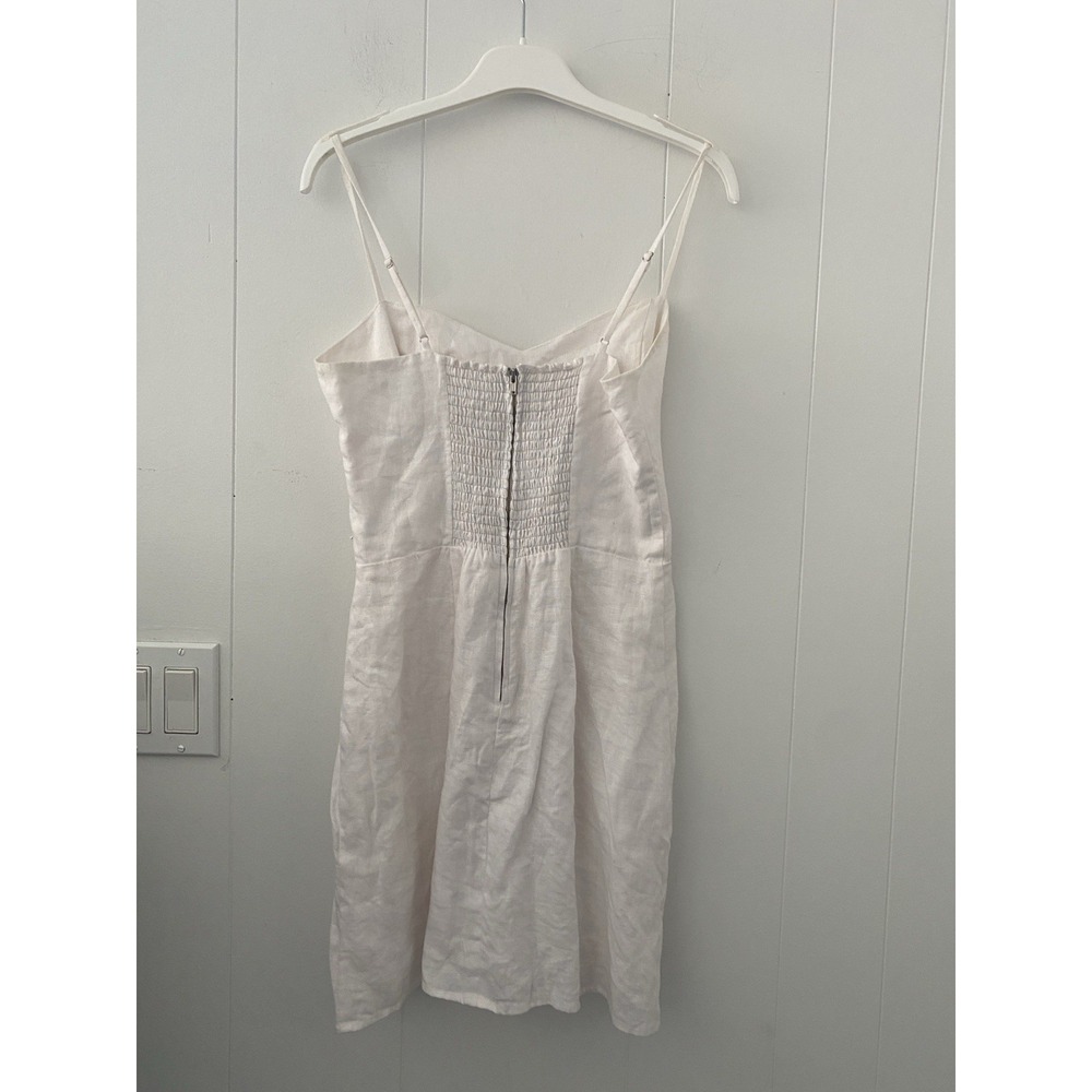 Reformation Women Mini Dress White 100% Linen Sz 6 Sleeveless Designer - Picture 4 of 7